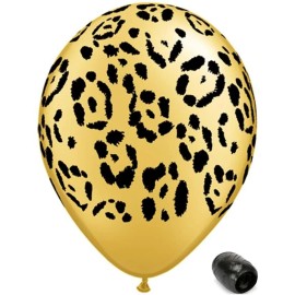 Bastex 10 Pack of 11" Leopard Spot Printed Latex Balloons and Matching Ribbons