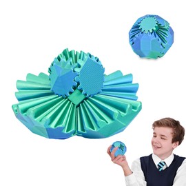 Gear Ball 3D Printed Fidget, Square Gear Sphere Stress Relief Toys, Cool Office Toys,GearSphere Desk for Anxiety Relaxing,Gift for Adults & Kids(Blue Green,2.3 Inch)