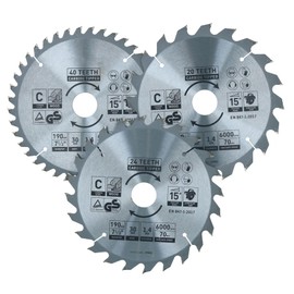 Circular Saw Blade 190mm x 30mm 20 24 40 Teeth TCT Cutting Disc Wood 3pc