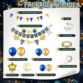 Lunmon We Appreciate You Party Decorations Employee Appreciation Table Decor Pre Strung We Appreciate You Banner Honeycomb Tablecloth Spiral Hangings Balloons for Staff Teacher