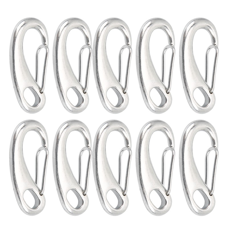 10pcs 50mm Heavy Duty Snap Rope Hook Stainless Steel Spring