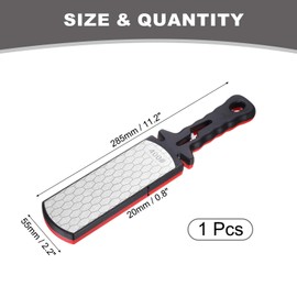 sourcing map 400/1000 Grit Handheld Diamond Sharpening Stone Double-Sided Whetstone 5-in-1 Sharpener Tool with Ceramic and Tungsten Steel Scissor Slot for Kitchen, Black Red