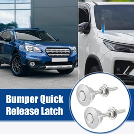 X AUTOHAUX Silver Tone Bumper Lock Latch Hood Lock Push Button Bonnet - 2 Pcs