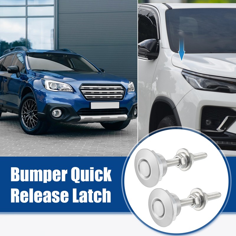 X AUTOHAUX Silver Tone Bumper Lock Latch Hood Lock Push