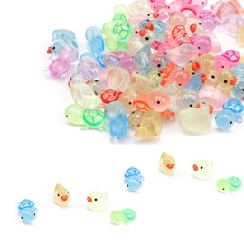 HASLED 60 Piece Mini Figure Set - 30 Ducks & 30 Turtles Made of Resin for Decoration, DIY and Miniature Landscapes (Multi-Colour)