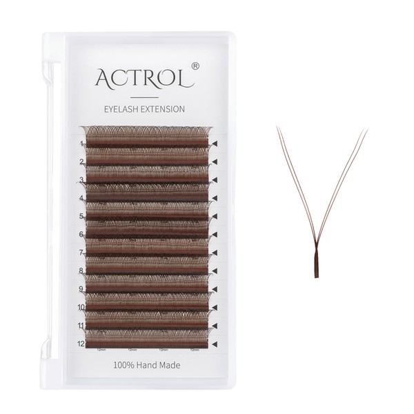 ACTROL YY Eyelashes Extension Lashes Brown C Curl 0.07mm 12mm