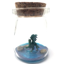 Mini Pet Water Dragon Blue Green with Adoption Certificate Funny Unique Desk Decor