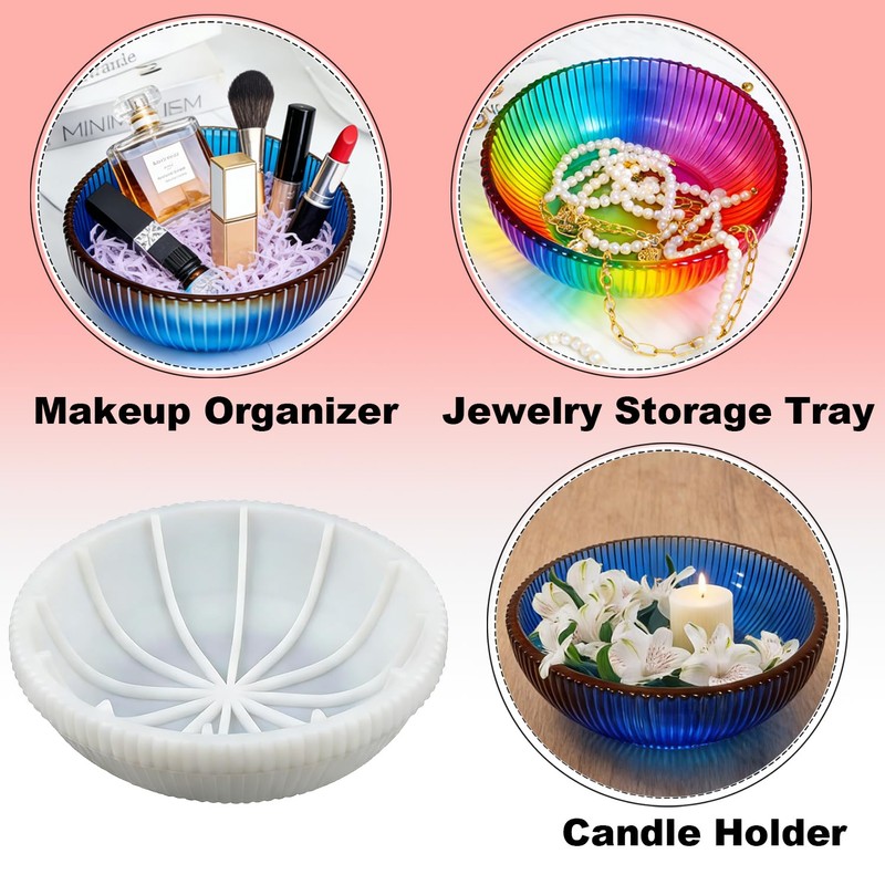 Large Bowl Resin Mold, Round Striped Deep Bowl Epoxy Resin