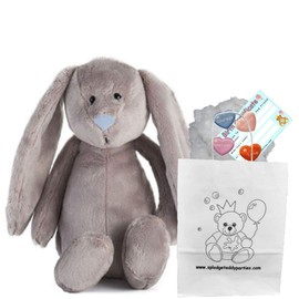 Grey Bunny with Blue Nose - Soft Plush Toy - 10 Inch / 25 cm - Build Your Own Teddy Bear - Party Kit