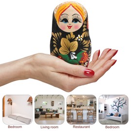 Tomaibaby 5 Pieces Wooden Matryoshka Dolls Figures Valentine's Day Decoration Object Matryoshka Russian Wooden Figures Toy New Year's Eve Table Decoration for Wedding Gifts
