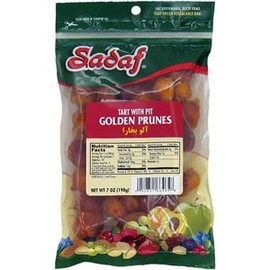 Sadaf Golden Prunes - Tart with Pit 7 oz ( Aloo Bokhara)