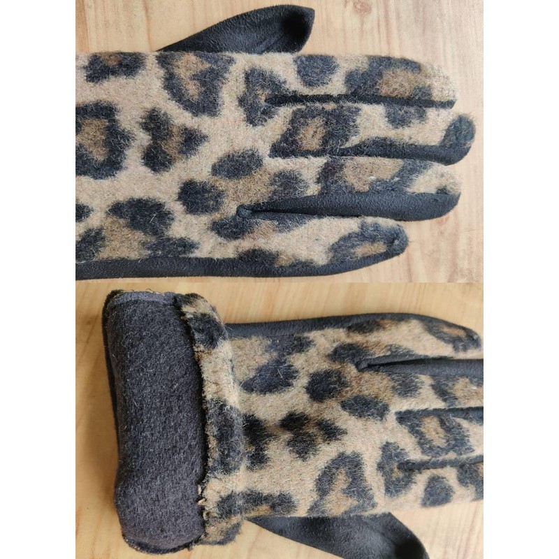 Azyekiny Women Leopard Print Touchscreen Gloves Womens Animal Printing Wool