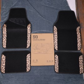 5D Waterproof Universal Fit Car Floor Mats, Leopard Print Car Mats Fit for SUV,V