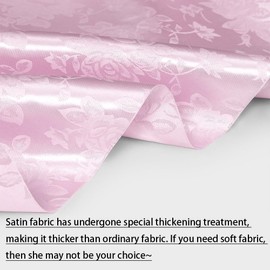 MaiMaiSuan 60" Wide Pink Satin Floral Jacquard Fabric Shiny Silky Satin Fabric by The Yard for Table Runner，Napkins，Wedding，Dress，Bedding Sheet,DIY Crafts，3 Yards