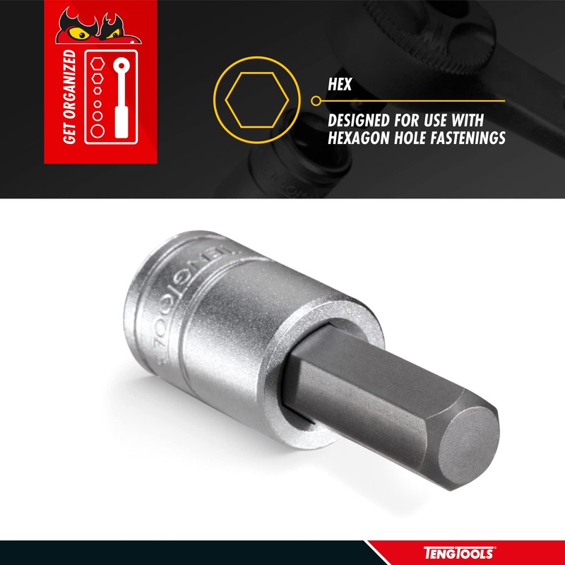 Teng M121512c Hex Bit Socket 12mm 1/2in Square Drive