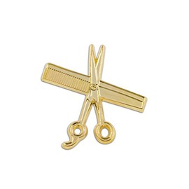 Shear and Comb Lapel Pin for Barbers (Gold)