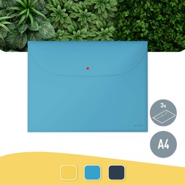 Leitz A4 Privacy Document Wallet with 2 Compartments, Ideal for up to 50 Sheets, Plastic, Soft Blue, Cosy Series, 47090061