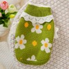 YOASONEK Flower Pattern Dog Knitted Sweaters, Turtleneck Cat Clothes Pullover