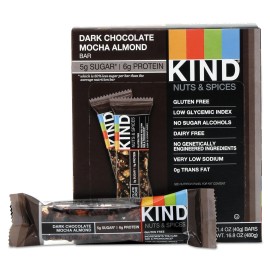 KIND Nuts and Spices Bar Dark Chocolate Mocha Almond 1.4 oz Bar 12/Box 18554