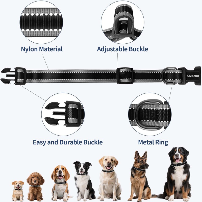 Kazazoo Reflective Dog Collar with Soft Padding Dog Collar for