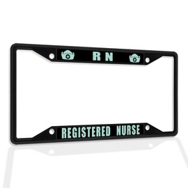 Fastasticdeals Metal Insert License Plate Frame R N Registered Nurse Weatherproof Car Accessories Black 4 Holes Solid Insert