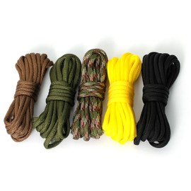 JooBsoso Paracord Strap, 0.16 inch (4 mm) Diameter, 9.8 ft (3 m) Long, 5 Colors, Guy Rope, Camping, Outdoor Use, Multi-functional DIY Craft, Friendship Bracelet Set, Gardening Rope, Craft Set, Pet