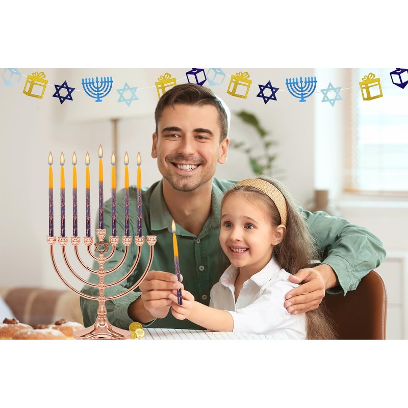 Hanukah Candle Dripless Chanukah Hanukkah Candles Decorative Purple, Blue, Orange