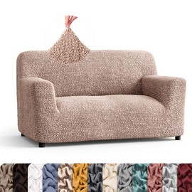 PAULATO BY GA.I.CO. Loveseat Slipcover - Oversized Chair Cover - Stretch Couch Cover - Cushion Love Seat Sofa Cover - 1-Piece Form Fit Washable Protector - Microfibra Collection - Blush Taupe