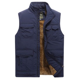 Vcansion Men's Outdoor Casual Classic Quilted Vest Heavy Weight Puffer Vest Blue US XL/Asian 5XL
