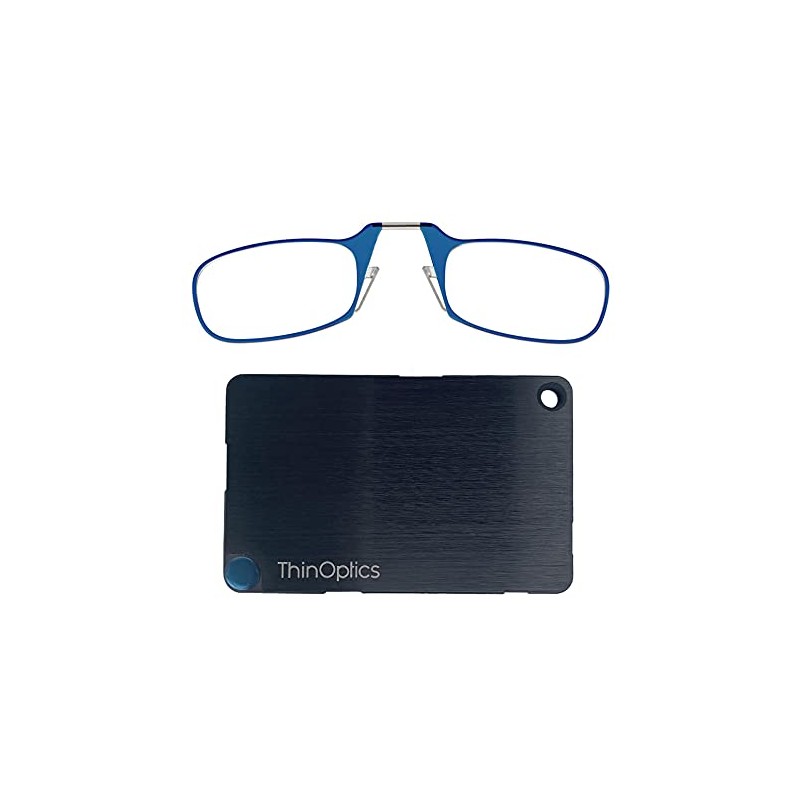 ThinOptics Stainless Steel Slim Wallet with Readers/Reading Glasses Rectangular, Black,