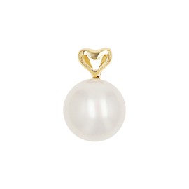 Amor Motif Pendant Gold 375/9ct Women's Pendant with Freshwater Cultured Pearl 1.2 cm White Heart Comes in Jewellery Gift Box 2039187, Gold 375/9ct