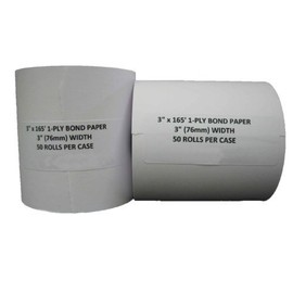 3" x 165' CASH REGISTER ROLLS,1 PLY BOND PRINTER POS PAPER ROLL 50 ROLLS / CASE (Double Solid Core)