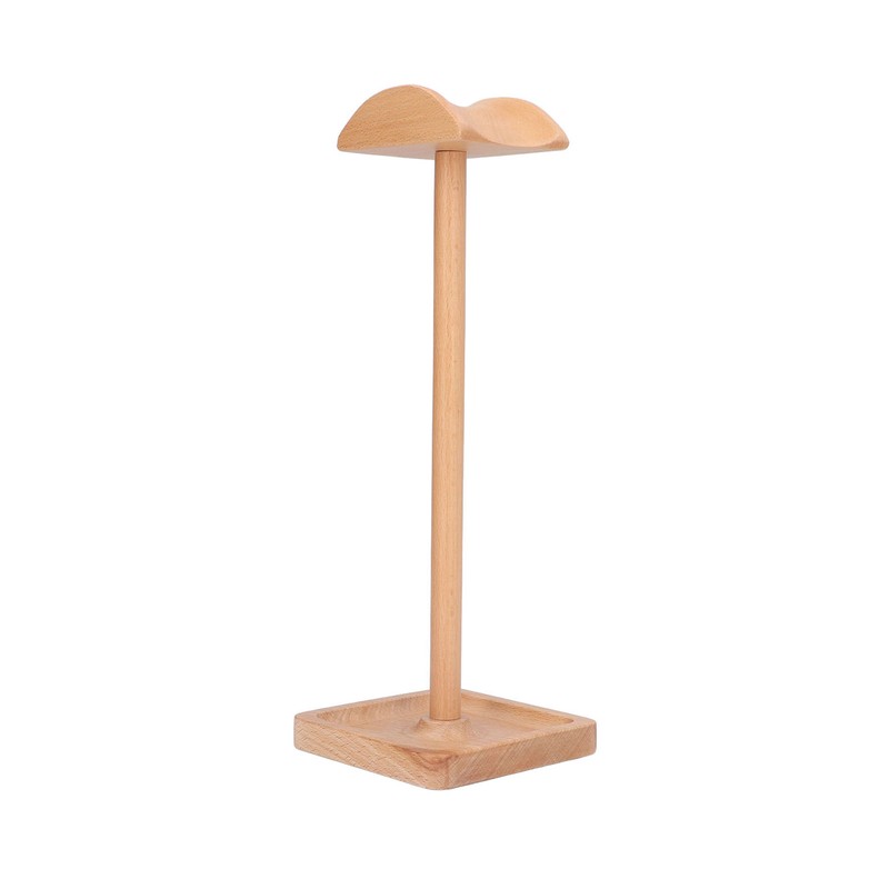 Wooden Headphone Holder Beech Headset Stand Desktop Display Shelf for