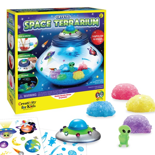 Creativity for Kids Crystal Space Terrarium Kit - Crystal Growing Kit for Kids - DIY STEM Science Kit for Boys and Girls