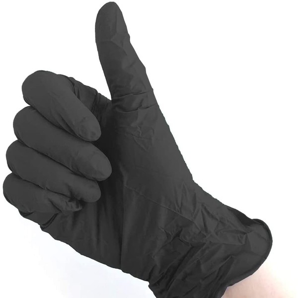 Powder-Free Nitrile Utility Gloves. 100 Gloves (Black, L)
