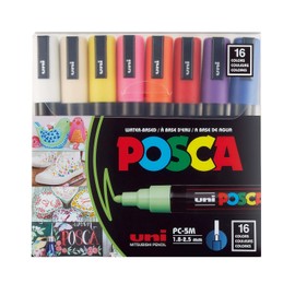 Posca PC-5M - marcador de pintura extrafino de 1,8-2,5 mm, 16 colores