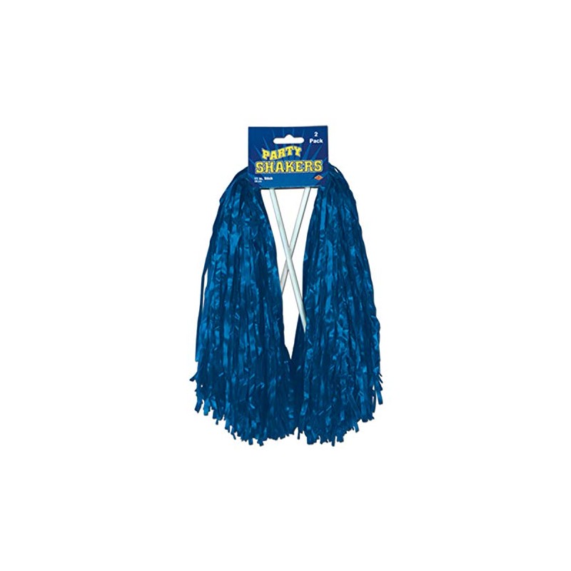 Beistle Blue Poly Shakers, 2-Count, Cheerleading Pom-Poms for Sports Events,