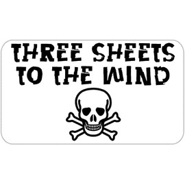 Three Sheets to The Wind Pirate - 25 Stickers Pack 2.25 x 1.25 inches - Skull Crossbones