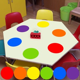 Ireer 12 Pcs Large 13'' Dry Erase Dots for Classroom Table Removable Circles Stickers Wall Whiteboard No Staining Spots for School Teacher Home Office Teaching Supplies(Rainbow Color)