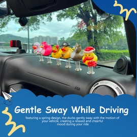 ROMASO 12Pcs Duck Holder for Jeep,Duck Holders for Jeep Dash,Shaking Rubber Ducks Dashboard Decorations,Spring Duck Mounts for Car Dashboard
