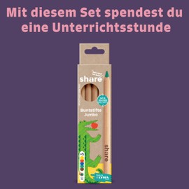 share Jumbo Colouring Pencils Set of 5 - Colouring Pencils Set Provides a Lesson for a School Child - Natural Thick Colouring Pencils