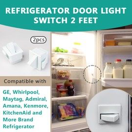 2-Pack Refrigerator Door Light Switch for Whirlpool, Kenmore, KitchenAid, Magic Chef, Maytag, Admiral Freezer Momentary Fridge Switch(2-Pin NC 2.5A AC White)