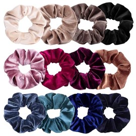 YUNYU 12 gomas para el pelo para mujer, de satén de alta calidad, más suaves que la seda, color sólido, elásticas, gruesas,
