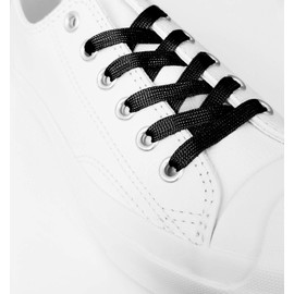 Shoeslulu 35" Premium Flat Colorful Fashion Sneakers Shoelaces ([Flat] 35 in. (90 cm), [Metallic] True Black)