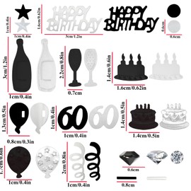Confetti 60th Birthday Decoration, 60th Table Decoration Birthday Decoration Confetti, Confetti Decoration 60th Decoration, Table Decoration 60th Birthday, Confetti Confetti Birthday Black and Silver