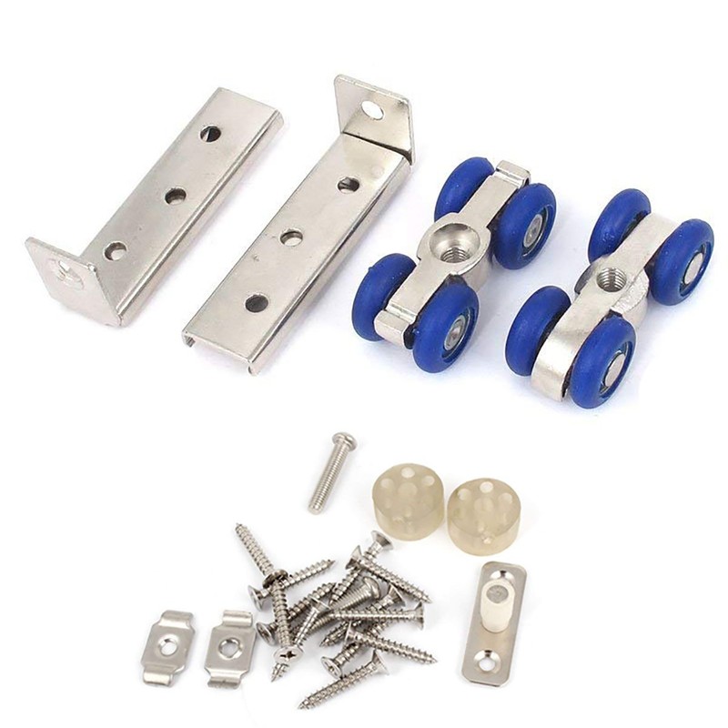LDEXIN 2pcs 4-Wheel Metal Sliding Track Pocket Door Roller Wheel