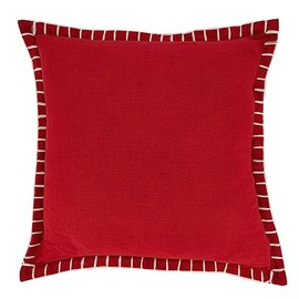 SARO LIFESTYLE Classic Charm Chunky Whip Stitch Throw Pillow Cover, Red, 20"