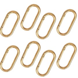 8 clips ovalados para anillos de resorte, para llaveros, cierre de gancho dorado, mosquetón de aleación en forma de O, para mochila, portafolios, llaves, correa, 1.97 x 0.94 pulgadas, clips ovalados