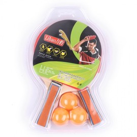 Table Tennis Racket Set for Beginners - 2 Paddles, 3 Balls, Double-Sided Anti-Slip Racket (Free Size/Horizontal Grip) Paddles 3ea