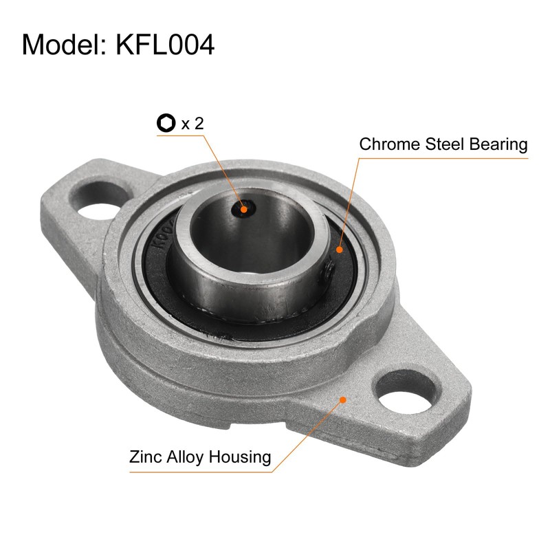 sourcing map 4pcs KFL004 Flanged Pillow Block Bearings 20mm Bore,